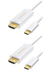 USB-C to HDMI, CableCreation 6 Feet 2-Pack Type C [Thunderbolt 3 Compatible] to HDMI 4K Cable Compatible with MacBook Pro/Air, Mac Mini, Chromebook Pixel, XPS 15, Galaxy S23/S22/S20, White