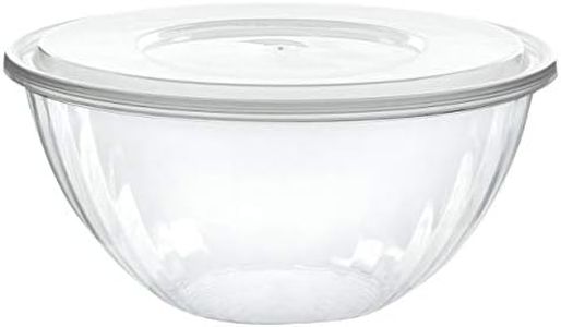 Plasticpro Disposable 96 Ounce Round Crystal Clear Plastic Serving Bowls with Lids Party Snack or Salad Bowl, Chip Bowls, Snack Bowls, Candy Dish, Salad Container Pack of 4