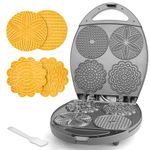 Baker's Friend Multi Pizzelle Maker Electric, Stroopwafel Iron, 4 x 4.5'' Pizzelle Waffle Cookies Maker with Temperature Control, Ideal for Holidays, Parties & More, Great Choice for Gift, Graphite