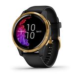 Garmin Venu, GPS Smartwatch with Bright Touchscreen Display, Features Music, Body Energy Monitoring, Animated Workouts, Pulse Ox Sensors and More, Gold with Black Band