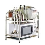 Hanstore Stainless Steel Microwave Shelf Stand Double Layer Microwave Oven Rack, Kitchen Storage Organiser Cabinet