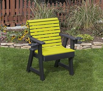 ECOMMERSIFY INC Yellow-Poly Lumber ROLL Back Poly Resin 2 FEET Patio Garden Chair with Cupholder arms Heavy Duty Everlasting PolyTuf HDPE - Made in USA - Amish Crafted