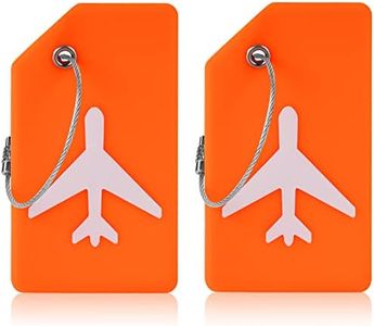 Flintronic 2 PCS Luggage Tags, Silicone Baggage Labels, Suitcase ID Tag Set, Handbag Tag Labels Travel Accessories for Checked Luggage, Hand Luggage and Handbags - Orange
