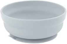 Bumkins Baby Bowl, Silicone Suction, for Babies, Toddlers and Kids, Baby Led Weaning, Feeding Essentials, Platinum Silicone, Non Skid Sticky Bottom, Supplies for Children Ages 6 Months Up, Gray