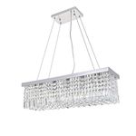 A1A9 Modern Crystal Chandelier Lights, Luxury Clear K9 Crystal Droplet Elegant Ceiling Lights Fixture Rectangular Chrome Hanging LED Pendant Lighting for Dining Room Livingroom Foyer Lounge Kitchen