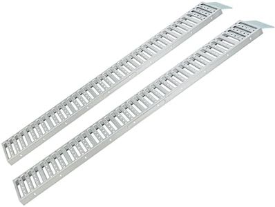 2Pcs 72" L x 9" W ATV Ramps, Anti-Slip Ramp Total Weight Capacity 1500 lbs, Anti-Slip Metal Ramp for Loading Motorcycles, Bicycles, ATVs, Lawnmowers, Silver Color Loading Ramps