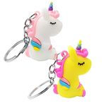 LITTLEMORE Pack of 2 Unicorn Keychain Silicone, Metal Attractive Unicorn Key-Ring Party Favor Key-Chains Door Car Key Chain Tags Key-Ring Bag Pendant Birthday Gift