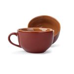 Shay Large Ceramic Coffee Cup Set of 2, Burgundy, 320ml | Cappuccino Cup | Glossy Finish | Large Ceramic Coffee Cup | Premium Porcelain Coffee Cup | Microwave Safe (XL Cuppa - Burgundy)