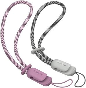 SURPHY Adjustable Lanyard Wristlet Hand Strap Compatible with AirPods, Cell Phone Cases, Tablets, Cameras, Keys - Lilac Purple & Gray