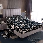 Kids Dog Paw Print Sheet Twin Size,Paw Graffiti Kawaii Bedding Set for Teens Girls Boys,Human Friends Cute Pet Theme Cartoon Bed Sheet Set 3pcs (Deep Pocket Fitted Sheet + Flat Sheet + 1 Pillowcase)