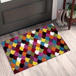 renoazul® Multicoloured Large Door Mat for Entrance, Hallway and Kitchen, 60 x 110 cm, Scales, Soft Thick Pile Fluffy Thick Plush Geometric Pattern Mat