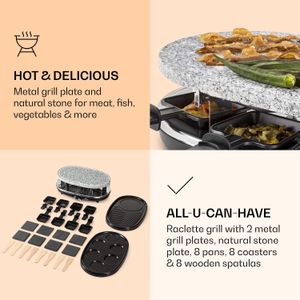 Klarstein Steaklette Raclette Grill for 8 People – Tabletop Party Grill