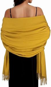 SWAT PANY Winter Scarfs for Women Yellow Pashmina Shawls and Wraps for Women Wedding Shawl Wraps for Evening Dresses