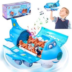 xinrongda Jouets d'avion pour Enfants, Jouet Avion pour Enfants avec lumières et Sons, Jouet d'avion électrique Rotatif à 360 °, Jouet Avion Cadeau pour garçons et Filles (Bleu)