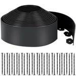 LINSHRY 33 FT Landscape Edging No Dig, 4 in.Tall Garden Edging Border with 30 Spikes, Flexible Plastic Lawn Edging for Landscaping Flower Bed Yard Pathway(Black)