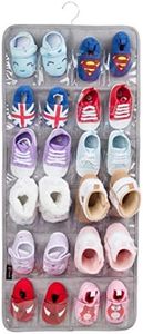 PACMAXI Over The Door Shoes Organizer for 12 Pairs of Baby Shoes Boys Girl, Hanging Baby Shoe Organizer with Hanger(Polyester Material-Grey)