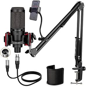 Condenser Microphone XLR,Professional Studio Recording Microphone for Computer PC,Cardioid Podcast Mic Kit with Boom Arm,Gaming Microphone for Streaming,ASMR,Singing,Voice Over,Vocal,YouTube,Zoom