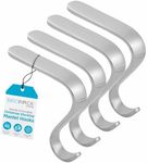 BIRDROCK HOME Christmas Stocking Mantel Hooks - Metal Fireplace Hanger with Non-Slip Pads - Holds Up to 10 lbs - Ideal for Hanging Stockings, Garland & Holiday Decor - 4 Pack, Scroll Design (Silver)