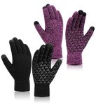 SIMIYA Winter Warm Gloves, Touchscreen Knitted Gloves, Anti Slip Thermal Windproof Driving Running Cycling Gloves for Men Women(Black+Rose Red)