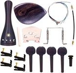 TUOREN 4/4 Full Size Violin Accessories Kit Bridge, Tailpiece, Tuning Pegs, Tunners, Endpin, Tailgut, String and Chin Rest 1 Set Violin Parts & Accessories Ebony