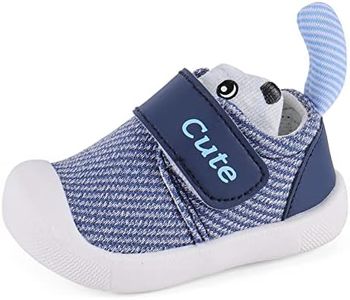 MK MATT KEELY Baby First Walking Shoes Boys Girls 1 2 3 Years Breathable Baby Shoes with Soft Non-Slip Sole, Navy, 19 EU