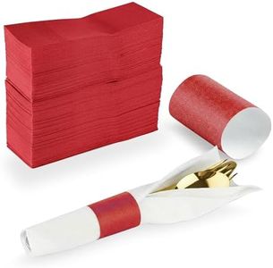 MT Products Red Self-Adhering Bond Paper Napkin Band 1.5" x 4.25" - Pack of 7500