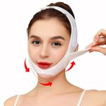 FUIPVGI Double Chin Reducer Face Strap V Line Lifting Mask Face Contouring Sleeping Mask Chin Strap V Shaped Mask Chin UP Face Lifting Belt for Women and Men Tightening Skin (White) (White)