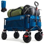 TIMBER RIDGE Festival Trolley on Wheels with Brakes, 200L Foldable Camping Trolley Cart with Adjustable Handle & Cover Bag, 100kg Heavy Duty Beach Cart Wagon for Outdoor Garden Picnic (Blue)