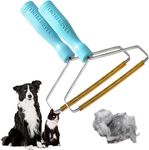 Pet Hair Remover,Portable Lint Remover,Lint Rollers,Reusable Carpet Shaver,Fabric Edge and Carpet Rake，Dog Hair Remover and Cat Hair Remover for Rugs,Couch&Pet Towers (Blue-2PCS)