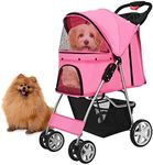 Flexzion Pet Stroller (Pink) Dog Ca