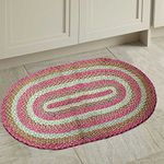 THE HOME TALK Oval Shape Handmade Cotton Carpets | Braided Area Rugs Bedroom, Center Table, Living Room, Drawing Room, Hall | Machine Washable | 24" X 40" | Pink