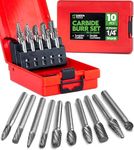 Carbide Burr Bits 10-Pc Double Cut 1/4" (6.35mm) Die Grinder Set
