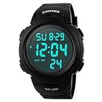 SKMEI Mens Digital Watches Waterproof LED Backlight Large Number Display Multifunction Sport Wristwatch
