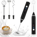 oolong Milk Frother，Coffee Frother Mixer Rechargeable Handheld Electric Whisk with 3 Stainless whisks,3 Adjustable Speeds Mini Milk Foamer for Latte, Cappuccino, Coffee, Hot Chocolate, Matcha