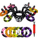 8PCS Halloween Party Favor Night Out Party Games, Inflatable Spider Ring Toss Game with Inflator for Indoor Outdoor, Funny Tossing Spooky Creepy Game for Carnival School Holiday Supplies Decorations