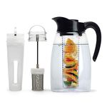 Primula Flavor-It Tritan Plastic Ice Tea Infusion Pitcher with 3 Interchangable Cores: Chill, Tea Infusion or Fruit Infusion Core, Manufactured Without BPA, 2.9-Quart Capacity, Black