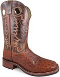 Smoky Mountain Men's Danville Pull On Stitched Textured Square Toe Cognac/Brown Crackle Boots