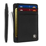 POWR Mens Wallet, Slim RFID Blocking Minimalist Credit Card Holder (Black, Textured), Holds up to 7 Cards and Bank Notes, Ideal for Travel