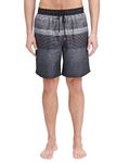 Kirkland Signature Men's Elastic Waistband Mesh Lined Swim Short Trunk (Large, Black Grey Stripe)