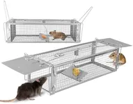 TeqHome 2-Door Humane Rat Cage Trap, Metal Live Animal Trap Cage, Small Humane Catch Release Rodent Cages, Upgraded Indoor & Outdoor Live Traps for Squirrels, Mouse, Rats, Mice - 16.53x6.1x4.33 Inches