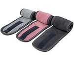 HOMELEVEL Makeup Headbands (Set of 3) - Headband for Washing Face, Spa, Facial, Beauty - 100% Cotton Terry Towelling - Grey/Old Pink/Light Grey