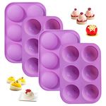 FANFX Semi Sphere Chocolate Moulds 6 Cavity Silicone Molds for Making Chocolate Bomb Baking Dome Cake Jelly Mousse Desserts (4 Packs Purple)