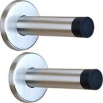 H&S Wall Mounted Door Stop - Heavy Duty Door Stopper - Stainless Steel Door Stops with Rubber Buffer - Doorstop for Indoors to Protect Walls - Includes 2 Door Stoppers