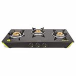 Vidiem Gas Stove G3 181 A Viva Citron (Green) | 3 Burner Gas Stove | Manual Ignition | 8mm Toughened Glass Top Gas Stove | Safety, Reliability, High Efficiency | ISI Certified