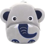 HappyChild Kids Plush Backpack for Boys and Girls, Plush Animal Cartoon Mini Backpack Little kids bags for 2-5 years (2.O BLUE GREY ELEPHANT)