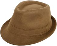 Simplicity Unisex Timelessly Classic Manhattan Fedora Hats Mens Trilby Hat Wide Brim Fedora Men Hats Fashion Fedora for Men,Camel