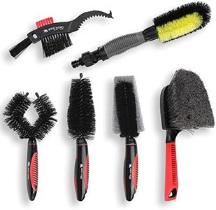 BIKEHAND 6 Pieces Bike Bicycle Cleaning Brush Kit - Cleaning Washing Tools Set - Bicycle Chain Parts Cleaner Maintenance Service Kit - Suitable for MTB, Road Hybrid Bikes