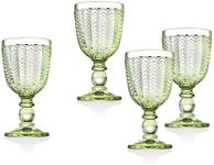 Godinger Twill White Wine Goblet Beverage Glass Cup - Emerald Green - Set of 4