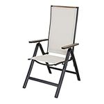 Grand patio Outdoor Dining Chair, Garden Recliner with Armrest, Lightweight, Portable, Adjustable 6-Position High Backrest, Sun Lounger for Outdoor, Garden (Beige)