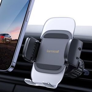 Lamicall Car Vent Phone Holder - [2025 Spring Clip] Quick Release Car Phone Mount with Metal Hook, Universal Air Vent Cradle for iPhone 17 16 15 14 13 12 Pro Max Plus Air Mini, Samsung S25, 4-7” Phone
